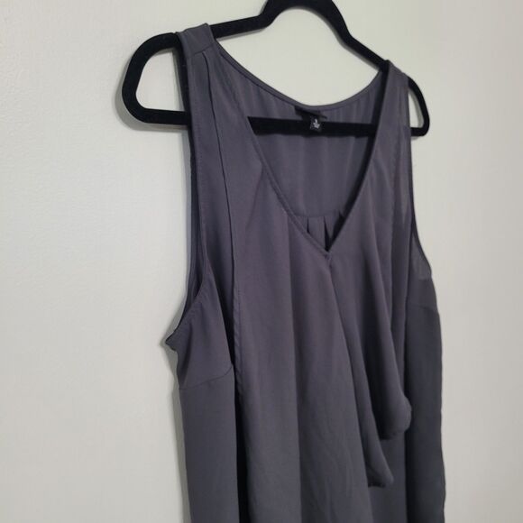 Torrid Womens Plus 2X Gray Ruffle Georgette Sleeveless Top Romantic Minimal Work - Picture 2 of 6